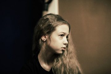 close up. portrait of sad teenage girl