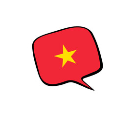 Speech bubble with the flag of Vietnam on the white background. Vector illustration