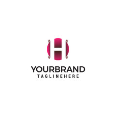 letter H in circle shape logo design concept template