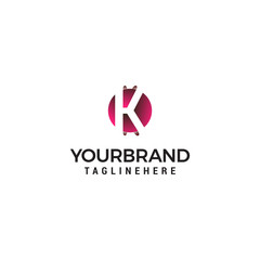 letter K in circle shape logo design concept template