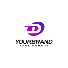 Abstract letter D logo with fast speed lines fast speed moving delivery concept design