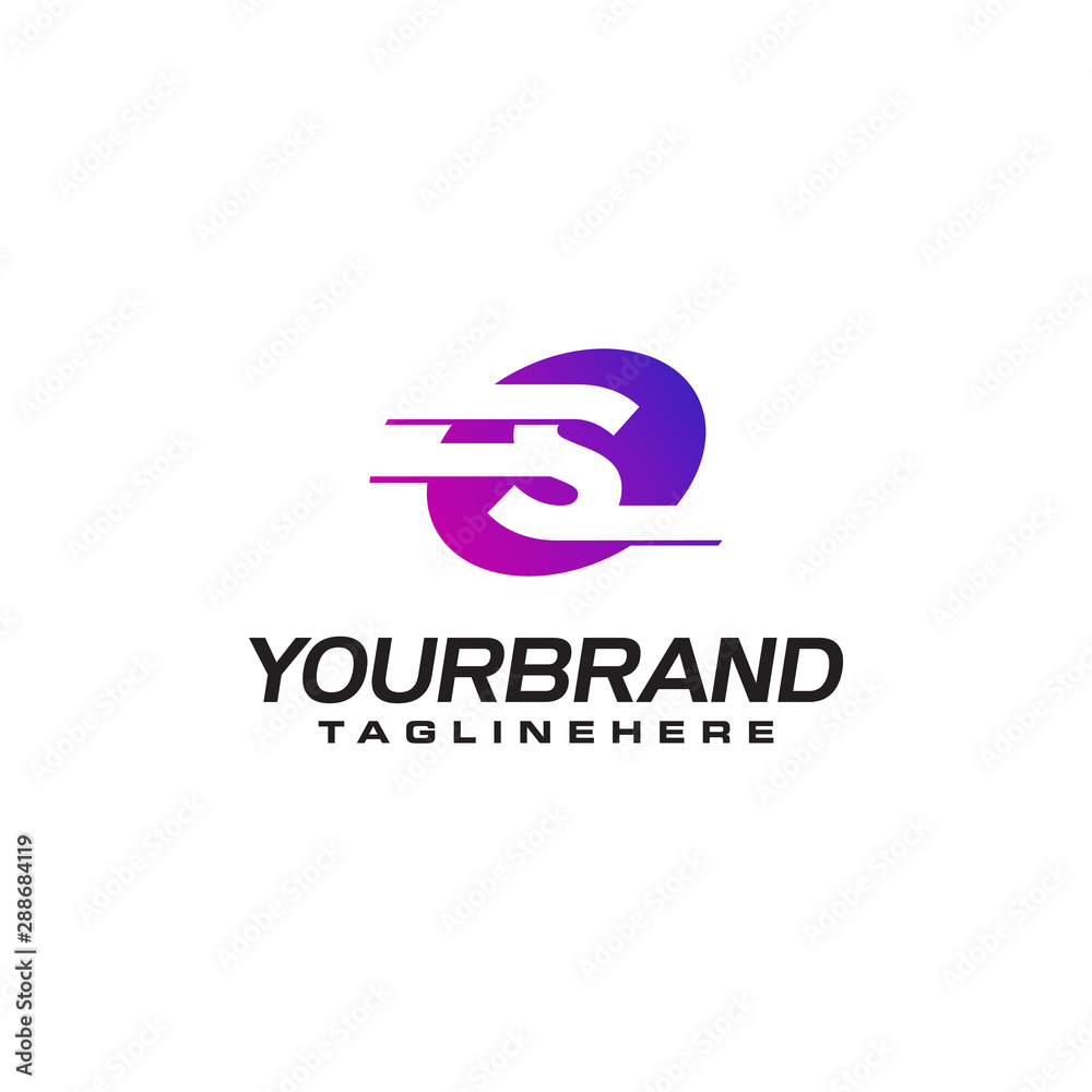 Wall mural abstract letter s logo with fast speed lines fast speed moving delivery concept design