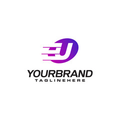 Abstract letter U logo with fast speed lines fast speed moving delivery concept design