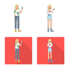 Vector design of posture and mood symbol. Collection of posture and female vector icon for stock.