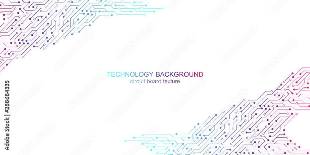 Aufkleber Computer motherboard vector background with circuit board electronic elements. Electronic texture for computer technology, engineering concept. Motherboard computer generated abstract illustration