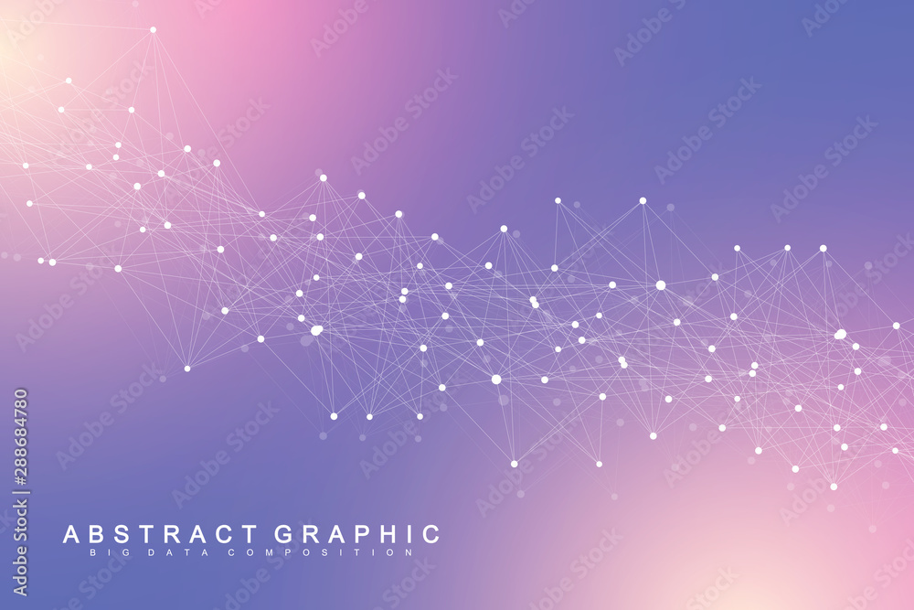 Wall mural big data visualization. geometric abstract background visual information complexity. futuristic info