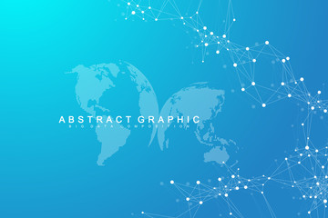 Big data visualization. Geometric abstract background visual information complexity. Futuristic infographics design. Technology background with connected line and dots, wave flow. Vector illustration