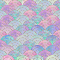 Abstract mermaid fish scale wave japanese seamless pattern © Olga