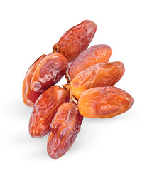 dried fruits from date palm isolated on white background
