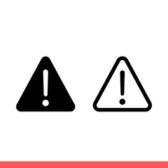 Warning icon set in flat isolated on white background, attention sign vector illustration for web site or mobile app