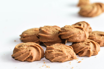 Butter cookies isolate on the white background