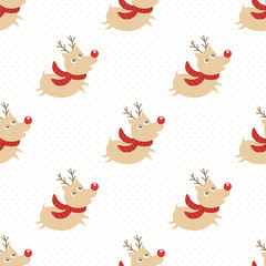 Christmas reindeer seamless background.