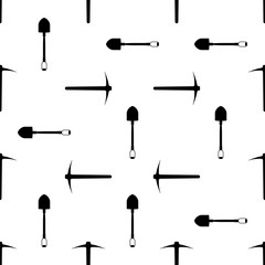 Shovel And Pickaxe Icon Seamless Pattern