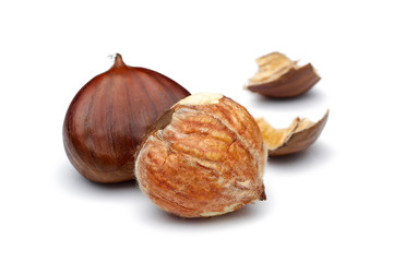 Chestnuts isolated on white background