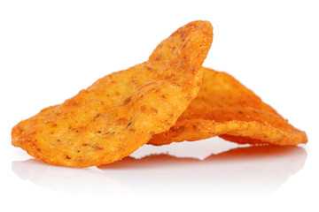 Corn chips isolated on white background