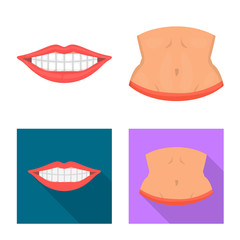 Vector illustration of body and part icon. Collection of body and anatomy stock vector illustration.