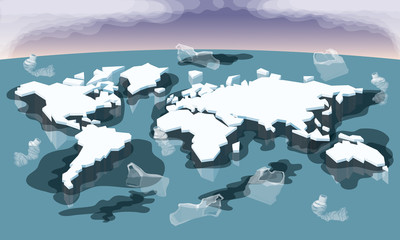 Melting Ice Map Of World