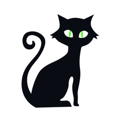 Halloween cat, flat, vector illustration