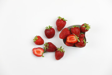A set of fresh strawberry isolated on white background.