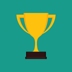 Trophy cup icon on green background