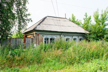 abandoned wooden house in the village