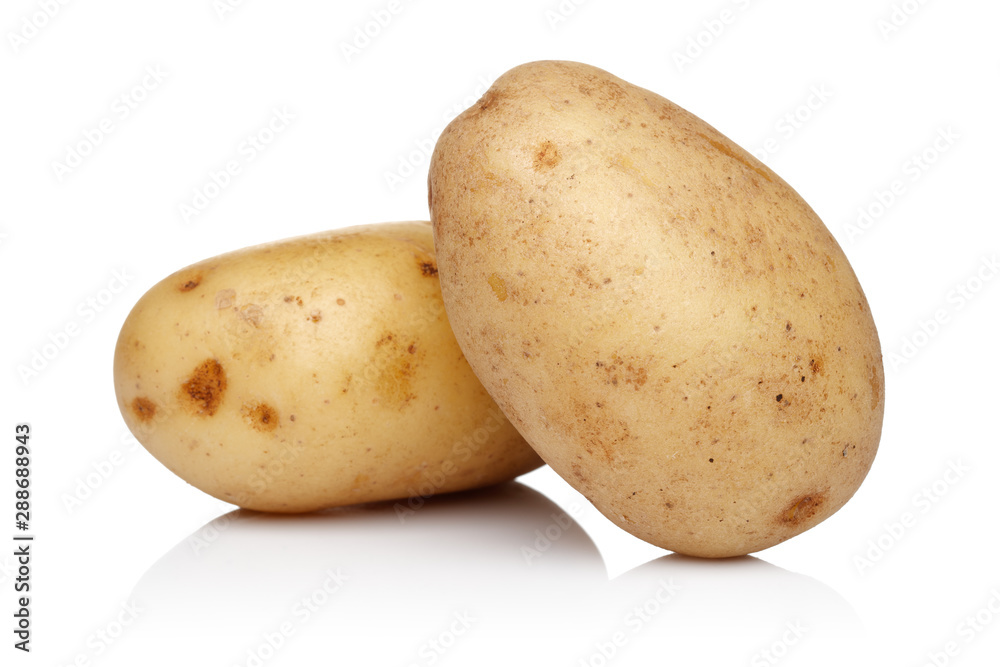 Poster group of fresh potatoes isolated on white background