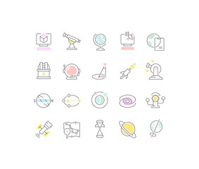 Set Vector Line Icons of Astronomy
