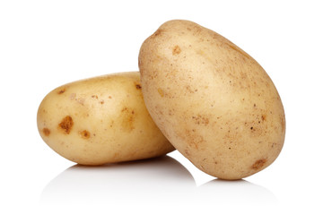 Group of fresh potatoes isolated on white background