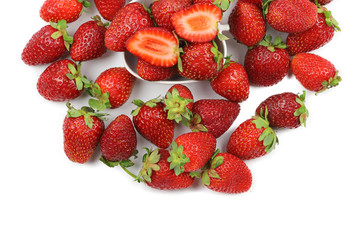 A set of fresh strawberry isolated on white background.