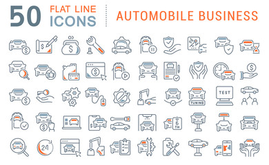 Set Vector Line Icons of Automobile Business