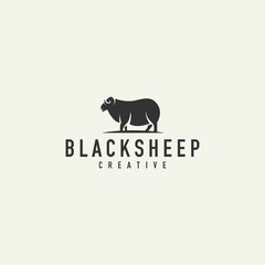 silhouette black sheep logo design vector
