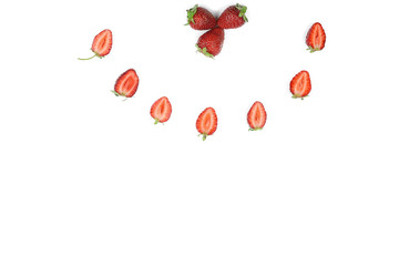 A set of fresh strawberry isolated on white background.