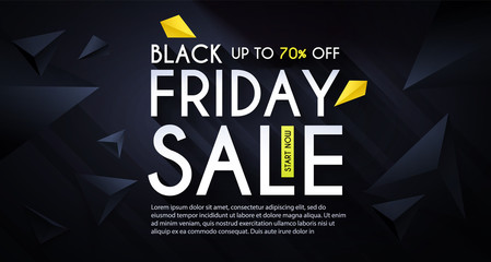 Black friday. Sale design template with realistic 3D triangles.