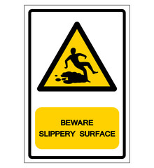 Beware Slippery Surface Symbol, Vector Illustration, Isolate white background Label. EPS10