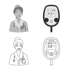 Vector design of diet and treatment sign. Collection of diet and medicine stock vector illustration.