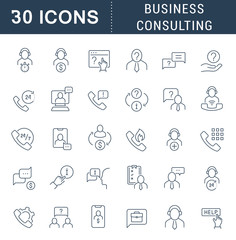 Set Vector Line Icons of Business Consulting