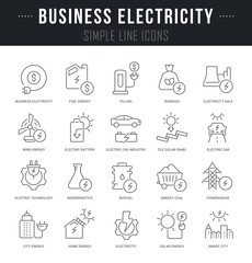 Set Vector Line Icons of Business Electricity
