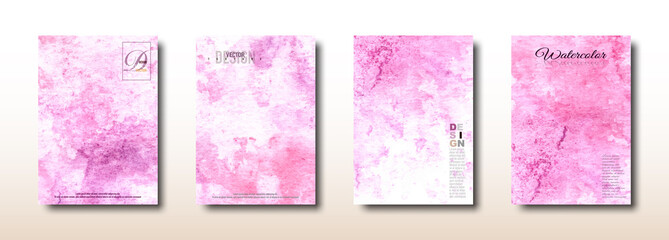 Abstract pink watercolor hand painted surface collection