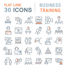 Set Vector Line Icons of Business Training