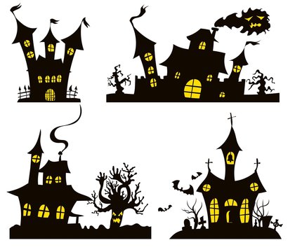 shadow house selection with windows halloween