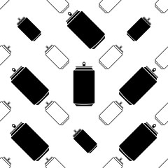 Soda Can Icon Seamless Pattern, Tin Can, Beer Can Icon, Cold Drink Can Icon