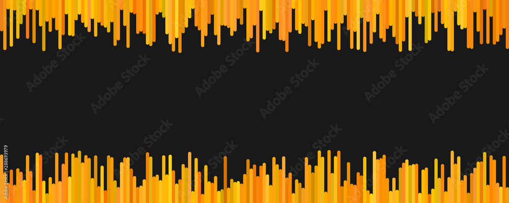 Sticker modern banner background design - horizontal vector graphic from vertical lines in orange tones on b