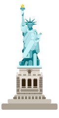 Fototapeta na wymiar american monument statue of liberty on a white