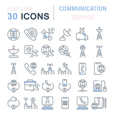 Set Vector Line Icons of Communication Service