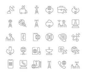 Set Vector Line Icons of Communication Service