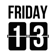 friday 13, black flip score board flat vector illustration