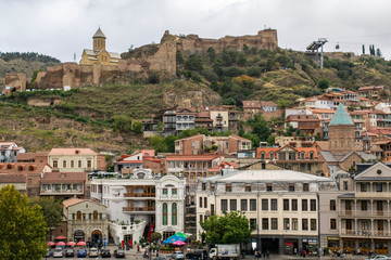 Fototapeta na wymiar View of Narikala Fortress over Dzveli Tbilisi in Georgia