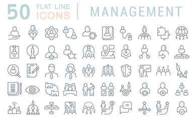 Obraz na płótnie Canvas Set Vector Line Icons of Management