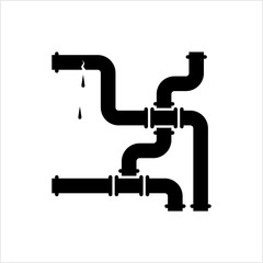 Broken Pipe Icon, Leakage In Pipe