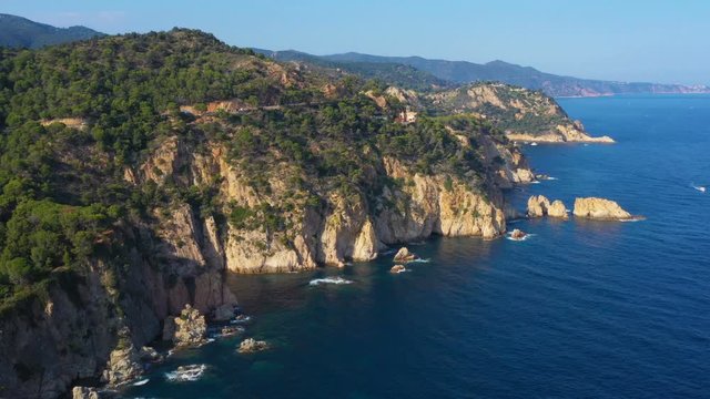 Tossa de mar. Spain Catalonia. Costa brava. Aerial 4K video footage